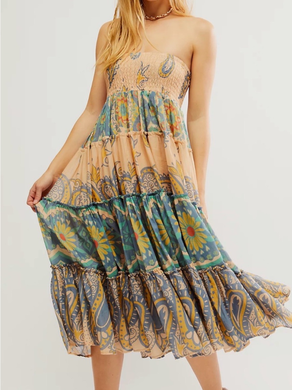 Free People Boho Tiered Convertible Maxi Skirt